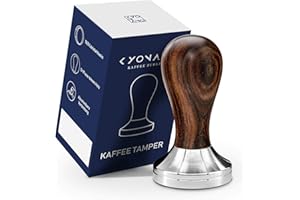 KYONANO Coffee Tamper 51 mm de Acero Inoxidable 304 Alimentario, Mango de Madera Chacate Preto, Accesorios para café, Compatible con Máquinas de Espresso Delonghi, Breville, Capresso