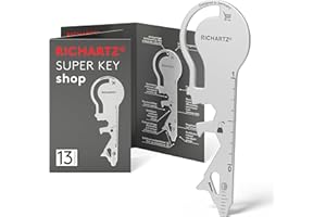 RICHARTZ KEY shop | Multitool Schlüsselanhänger | 13 praktische Funktionen | Hochwertiger, matt gestrahlter Edelstahl | Schlüsselanhänger Werkzeug inkl. Verpackung & Funktionsbeschreibung