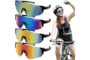 TZEKING 4 stycken sportsolglasögon, cykelglasögon med UV400 skydd polariserade speglade, snabba glasögon vindtäta för män kvinnor, cykling MTB vägcykel löpning golf fiske utomhusaktiviteter