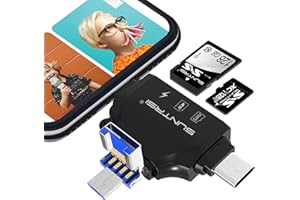 SUNTRSI 4-in-1 SD-Kartenleser für iPhone, iPad, Android, Mac, PC, Kamera, Micro-SD-Kartenleser, tragbarer Speicherkartenleser, Trail-Kamera, Viewer, kompatibel mit SD- und TF-Karte