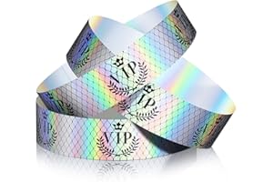JADIVE 500 Pieces Paper Wristbands VIP Plastic Wristbands Waterproof Party Identification Wristbands Party Bracelets for Events Amusement Parks, Club, Concerts, Fairs, Festivals and Events (Neon Silver)
