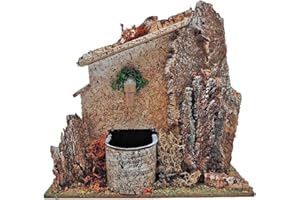 Acan Tradineur - Fuente eléctrica para belén 13 x 15,3 x 8,7 cm, 2,5W, Fuente rústica con Agua para Portal, Nacimiento, Figura Decorativa Navidad, Modelo Aleatorio