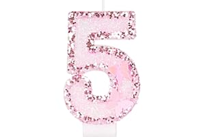 Alaoo Candele di Compleanno, Candele per Torta di 5° Compleanno, con Farfalla Candele Decorazione di Topper Torta, Candele per Torte, Decorazioni per Feste, Adatto a Ragazzi e Ragazze(Rosa-5)