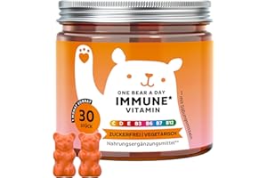 ‎BEARS WITH BENEFITS One Bear A Day Immune Vitamin Gummies – Mit Vitamin D, E, C, B6, B12, Niacin, Biotin & Propolis-Extrakt – 30 Stück (1-Monat-Vorrat) – Vegetarisch, Zuckerfrei – Bears with Benefits