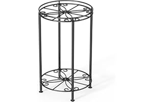 Josmimic 2 Etagen Pflanzenständer Blumenständer - Metall Pflanzenhocker - Hoher Blumenhocker Pflanzenregal Blumentopfständer für Innenräume und Wohnzimmer Sowie Außenkorridore und Gärten.