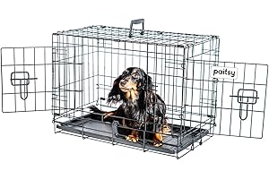 PAITSY Cage pour Chien FortressooXS, Caisse de Transport pour Chien et Chiot 56x33x41cm, Pliable, 2 Portes, Plateau Amovible, Utilisation Interieur