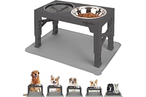 SNOUTEX Gamelle Chien Surelevee - Gamelle pour Chien Surélevée en 5 Hauteurs Réglables, Gamelle Anti Eclaboussure Chien de Toutes Tailles et Tapis Gamelle Chien et Chat. Chien Accessories.