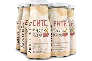 SmoothieCat Katzensmoothie 6er Ente - Flüssignahrung für Katzen - Katzensuppe - Katzenmilch - Zucker- & glutenfrei - je 150ml