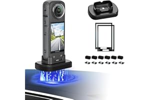 AMAZEAR Kit de Base Magnética para Accesorios Insta360 X4, Adaptador de Soporte Magnético Fuerte para Superficies Magnéticas Varias, Incluye Muff Antiviento y Protección de Pantalla, Negro.
