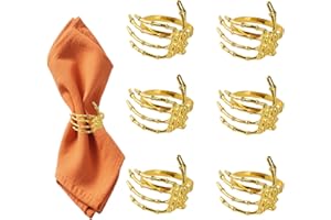 ZAVEHONY Halloween Napkin Rings Set, Gold 6 Pcs, Halloween Accessories, Skeleton Claw, Napkin Rings For Wedding Banquet Halloween Party Dinner Table Decor