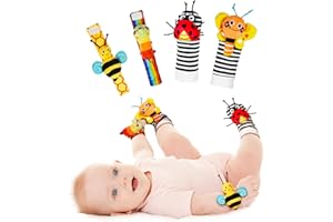 Infinno Jouet Bebe de 3 6 9 Mois - Ensemble de Poignet et Chaussettes Hochet - Sonore Fort et de Taille Convenable -Développement Sensoriel et cadeau bebe naissance