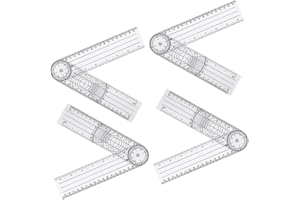 WONVIFY 4 Pezzi Goniometro Ortopedico per Fisioterapia 360 ° PVC,Facili Da Uso Quotidiano Della Cartografia Per Famiglie e Studenti CM/Inch,Trasparenti e Resistenti