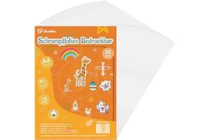 Sweelov Lot de 25 Films Rétractables Imprimables - Feuilles Transparentes Thermorétractables - Plastique Mat pour Bricolage et Artisanat Décoratif