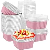 50pcs Cake Moulds, Mini Dessert Cups, Aluminium Dessert Cups, Muffin Moulds, Cheesecakes, Cream, Pudding (Pink)