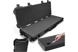 tectake® Gewehrkoffer für Langwaffen, Hardcase Koffer Box leer, Waffenkoffer wasserdicht, mit Würfelschaum, Transportkoffer für Ausrüstung, Airsoft, Pistole oder Luftgewehr 113,5 x 41 x 16 cm
