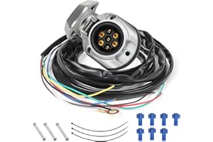 AOHEWEI 7 Pin Pre-wired Socket Trailer Connectors 7 Way with 2M 7 Core Cable Electrics Adapter for Truck RV Caravan or Other Commercial Vehicle