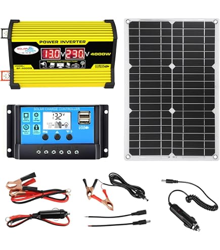 Kit Panneaux Solaires Hors Réseau 4000W - Avec Panneau 50W, Contrôleur 50A, Onduleur | Pour Camping-car, Bateau - 12