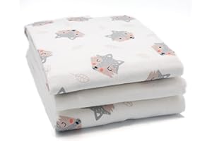 CLEVERE KIDS BABY-COLLECTION Clevere Kids Lot de 3 Serviettes en Molleton Absorbant pour bébé 80 x 80 cm Serviettes en Coton Oeko-Tex Ultra Douces (Renard Gris Clair)