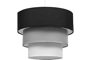 Giggi 3-Tier Fabric Lamp Shade, 30cm Easy-Fit Ceiling Light Shade, Non-Electrical Pendant Lampshades for Ceiling Lights, Lamp Shades for Table Lamps, Floor Lamps, Living Room, Bedroom (Neutral Trio)