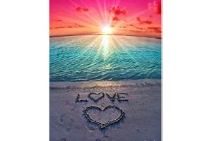 MXJSUA DIY 5D Diamond Painting Kits de perforación Redondos completos Rhinestone Picture Art Craft para la decoración de la Pared del hogar 30x40 cm Beach Love