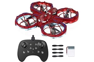 GIDDYGLOW Boy Toys Mini Drone RC Plane for Kids Age 8-12: Remote Control Quadcopter Spider Toys for Kids with Altitude Hold Gifts for Boys Age 6-14 Outdoor FPV Toy Helicopter Hand Operated (Red)