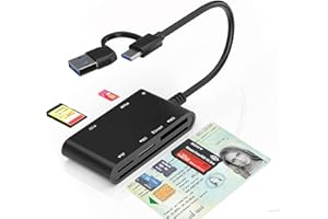 BAWANFA USB-C/A Belgian ID Card Reader - Lecteur Carte Identité Belge, ID, TF, SD, MMC, SIM, M2, Memory Stick Pro Duo -Prend en Charge les Cartes à Digital Signature, DNI, Carte de Santé, Lecteur eID Belgique