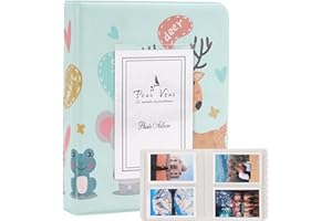 ZUIKAKU 64 Pocket Mini Photo Album for Fuji Instax Mini 70 7s 8 8+ 9 11 25 50s 90, Polaroid Instant Camera, Kodak Smile Printomatic Instant Print Camera and Cards
