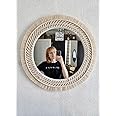 ARSHLAZA Macrame Hanging Wall Mirror with Macrame Round Mirror Art Boho Decor Macrame Decorative Mirror [M113] Framed, Off-White