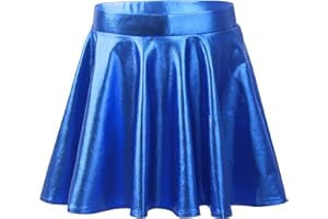 Kaerm Kinder Mädchen Metallic Rock A Linien Faltenrock High Waist Skater Rock Hochglanz Partyrock Für Fasching Karneval Mottoparty Gr.110-164