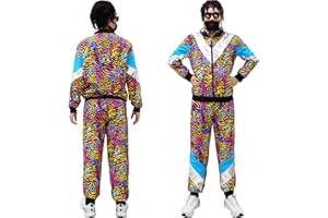 FWHFNB 80'S Deguisement Disco,Annee 80 Homme Femme Survêtement Ensemble,avec Veste et Pantalon,pour Carnaval,Soirée Deguise