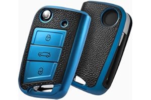 OATSBASF Autoschlüssel Hülle VW, Schlüssel Hülle Kompatibel für VW Golf 7 Schlüsselhülle, Schlüsselbox Cover für VW Polo, Skoda, Tiguan, MK7 3-Tasten (P-Blau)