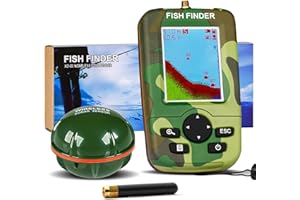 BILBEAR Portable Détecteur de Poisson sans Fil Détecteur de Poisson Portable avec capteur Sonar Détecteur de Poisson Portable Echo Sounder pour Bateau d'appâts de pêche à la Carpe