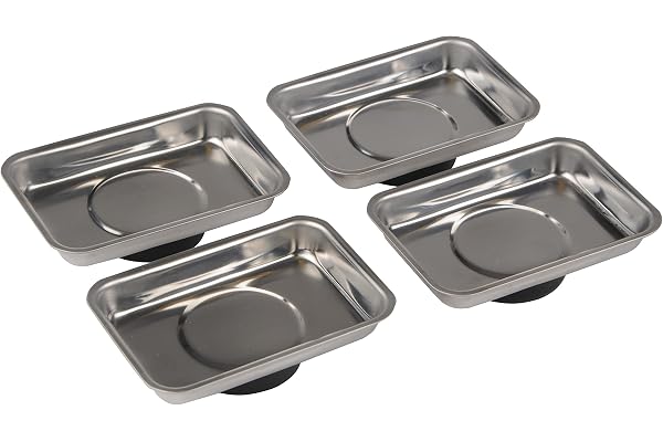 Silverline 250007 Lot de 4 plateaux magnétiques 95 x 65 mm, Argent
