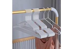 NIULAB Kleiderbügel Metall (40 cm) – 20 Stück Platzsparende Kleiderbügel für Erwachsene,0,4cm Dick, Belastbar mit Schwerer Kleidung,Bügel mit rutschfest Nut für Mäntel, Hosen (Weiß)