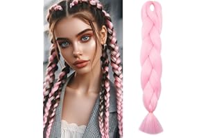 Silk-co Extension per Treccine Africane Capelli Finti Extension Braids Hair Capelli per Treccia Finta 60cm–Rosa Chiaro