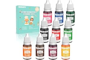 ‎HXDZFX Lebensmittelfarbe Gel - 10 Farben Hochkonzentriertes Gel Lebensmittelfarb Set, Geeignet für Kuchendekoration, Macarons, Donuts, Fudge, Zuckerguss, Eis, Seifenfarbe(Pro Flasche 11g)