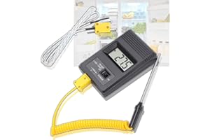 YUECOOM Termómetro digital, termómetro Sensor LCD Industrial Sonda de temperatura de alta precisión Estándar Tipo K Enchufe Portátil