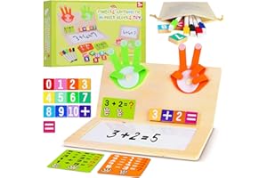 Quanquer Montessori Math Number Blocks Toys with Drawing Function for 3 4 5 6 Year Olds Boys Girls, Educational Wooden Board Counting Games Toys for Kids, Christmas Birthday Gifts for Boys Girls