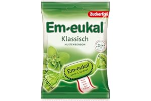 ‎EM-EUKAL Em-eukal Klassisch Hustenbonbon zuckerfrei – Der Klassiker mit Eukalyptusöl und Menthol sorgt für den ganz besonderen Geschmack – (1 x 75g)