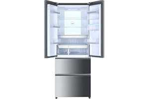 Haier B3FE742CMJW Kühl-Gefrierkombination/French Door / 70 cm Breite / 458 Liter/Wasserspender/Total No Frost/MyZone Pro/Humidity Zone/ABT, Edelstahllook