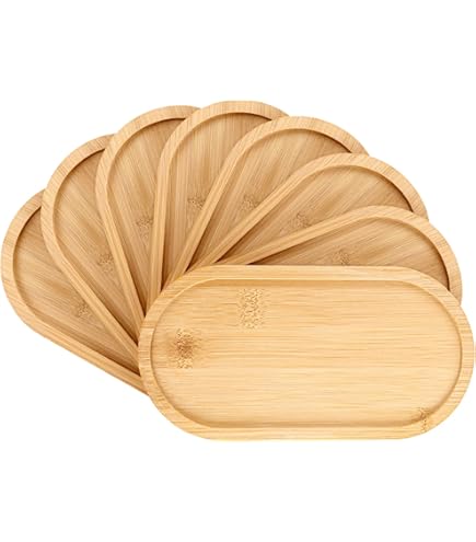 Set De 4 Bandejas Ovaladas De Madera – Versátiles Para Tazas, Velas O Plantas, Decoración Natural Y Elegante