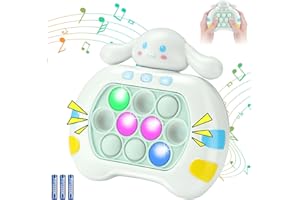 SEUMOO Pop Game Fidget Toys Light Up Sensory Fidget Toy Button Puzzle Pop Push It Quick Push Bubbles Game Controller Machine Stress Relief Fidget Toys for Kids Adults Console White