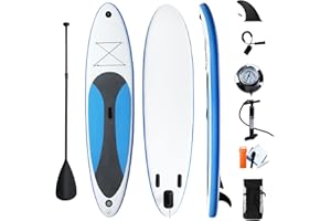 Oryxearth Planche de Stand Up Paddle Gonflable Portable Antidérapante en EVA avec Pagaie Rétractable, Pompe à Air, Sac à Dos, Boîte de Réparation, Aileron, Support de Caméra