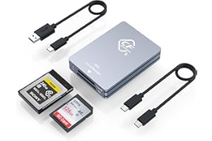 ROCKETEK CFexpress Type B and SD Dual-Slot Memory Card Reader, 10Gbps USB 3.2 Gen 2 Type B CF Express Adapter Memory Card Reader with USB C to USB C/USB A Cable,Compatible with Windows/Mac/Android UK