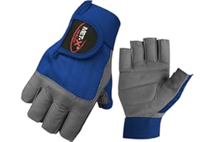 Met-X Sailing Gloves Women Men, Rowing Fishing Ski Water Kayak Paddle Gloves, Fingerless Work Grip 3/4 Finger Padded Palm Gloves Sports Sea Swimming Accessories