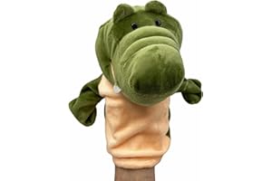 PLAYZOCO Marioneta Mano Peluche de Cocodrilo, Títere de Mano de Cocodrilo, Finger Puppet, Marioneta Animales, Juguete Educativo, Material Algodón de Felpa y PP, Tamaño 25 cm, Diseño Cocodrilo