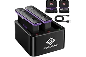 POEOSAS 360 X4 Akku für insta360 x4, 2-Pack 2500mAh und 3-Kanal Typ-C Schnellladegerät Gehäuse Kompatibel mit Insta360 X4 Action Kamera Akkus und Ladegerät mit Zwei Akku-Boxen