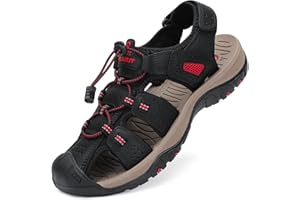 FLARUT Sandalias Deportivas Hombres Verano Exterior Senderismo Zapatos Trekking Casual Zapatos de Montaña Cuero Sandalias de Playa