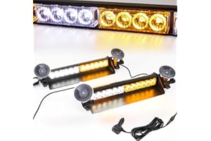 ROUTEKING 16" 12 LED-Blinklicht, 2-in-1-Dual-Notfallwarnlicht, 9 Blinkmodi, 4 Saugnäpfe, Windschutzscheibenlampe, verbesserte Version, Lichtleiste