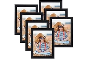 EXYGLO Cornici Foto, Cornice 15x20, Cornici Multiple da Parete e Tavolo, Contengono 7 Cornici Nere, Decorazione per Soggiorno, Corridoio, Camera da Letto, Ufficio